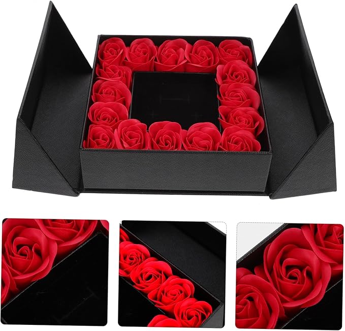 Caja de regalo con 16 rosas artificiales